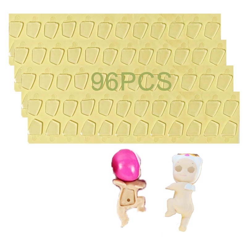 Moruiero 96PCS Adhesive Tape for Sonny Angel Looking Back, Skewed trapezoidal Adhesive Tape,Double Sided Clear Adhesive Pads Custom Fit Replacement.
